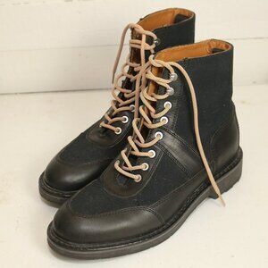Hunter Men Black Commando Classic Lace Up Leather Boots Size 10 Made In Italy